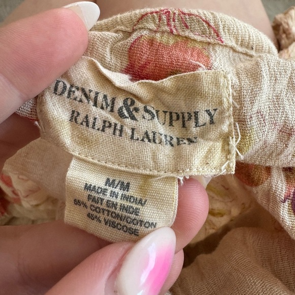 Ralph Lauren Off shoulder Short Sleeve Floral Western Blouse Denim and Supply - Picture 2 of 8